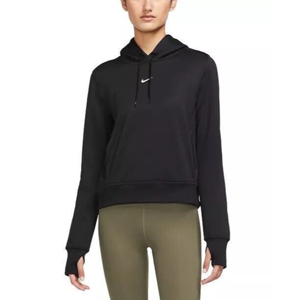 Nike Women's Therma-FIT One Black/White  Pullover Hoodie (FB5210-010) Size L
